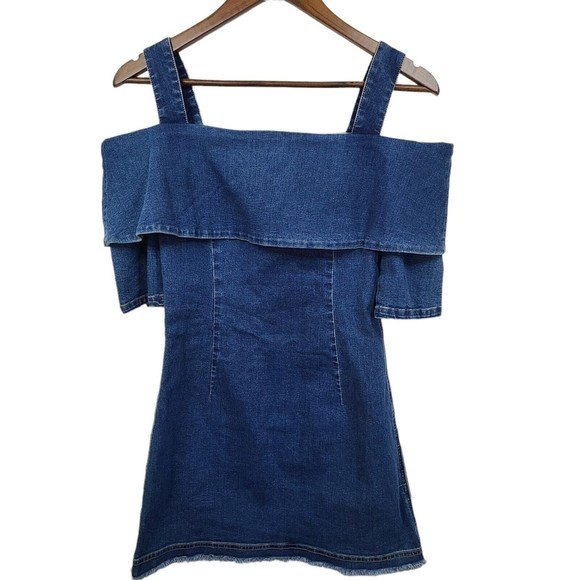 Alla Scala Denim Sleeveless Zipper Back Mini Dress Womens - Picture 1 of 6